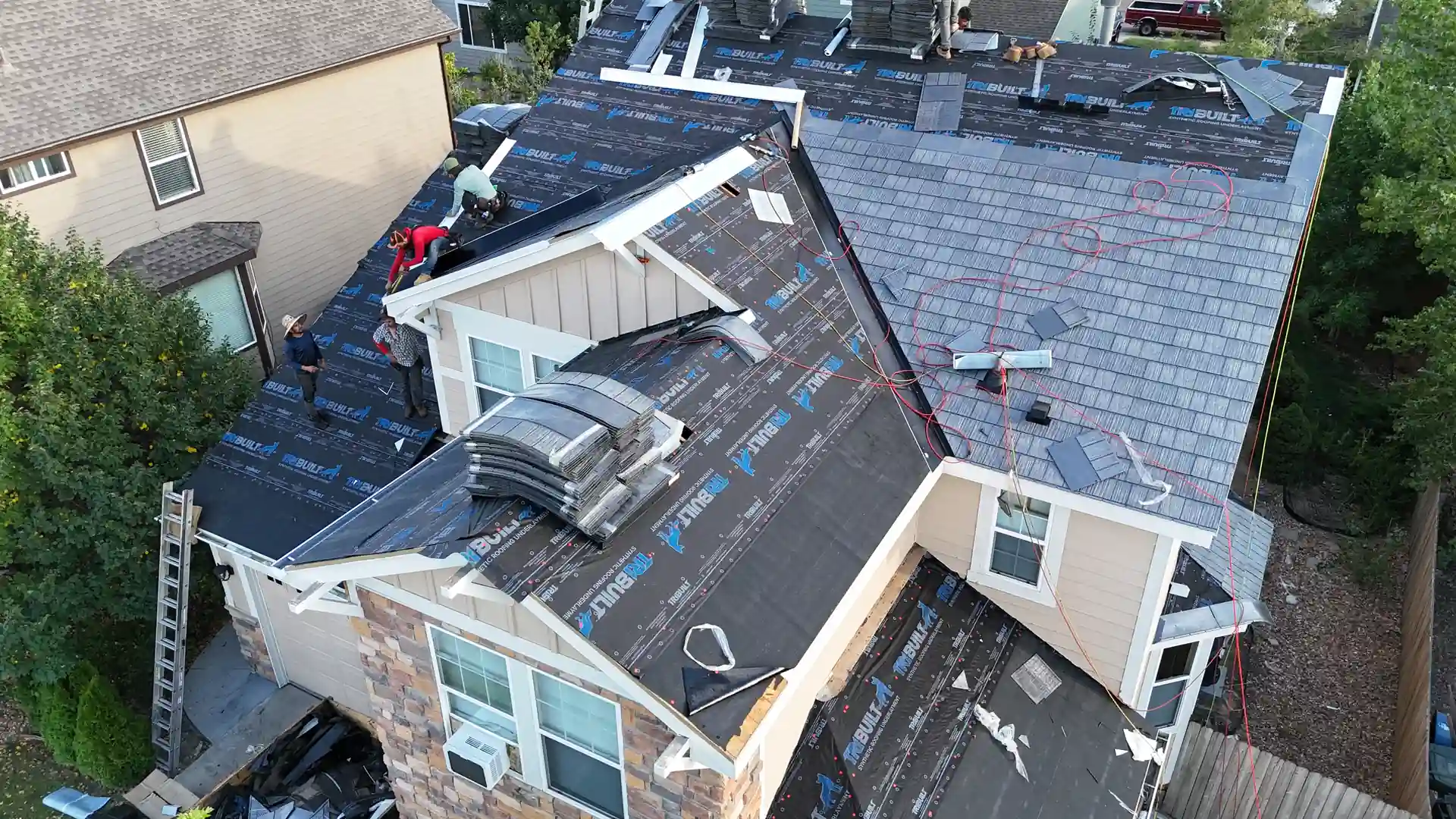 Roof replacement in progress