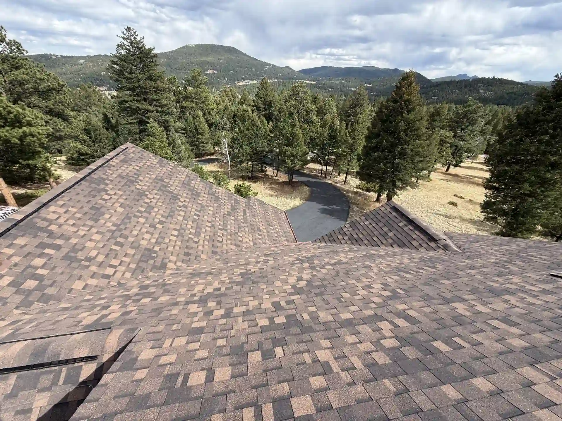 Shingle roofing installation in progress