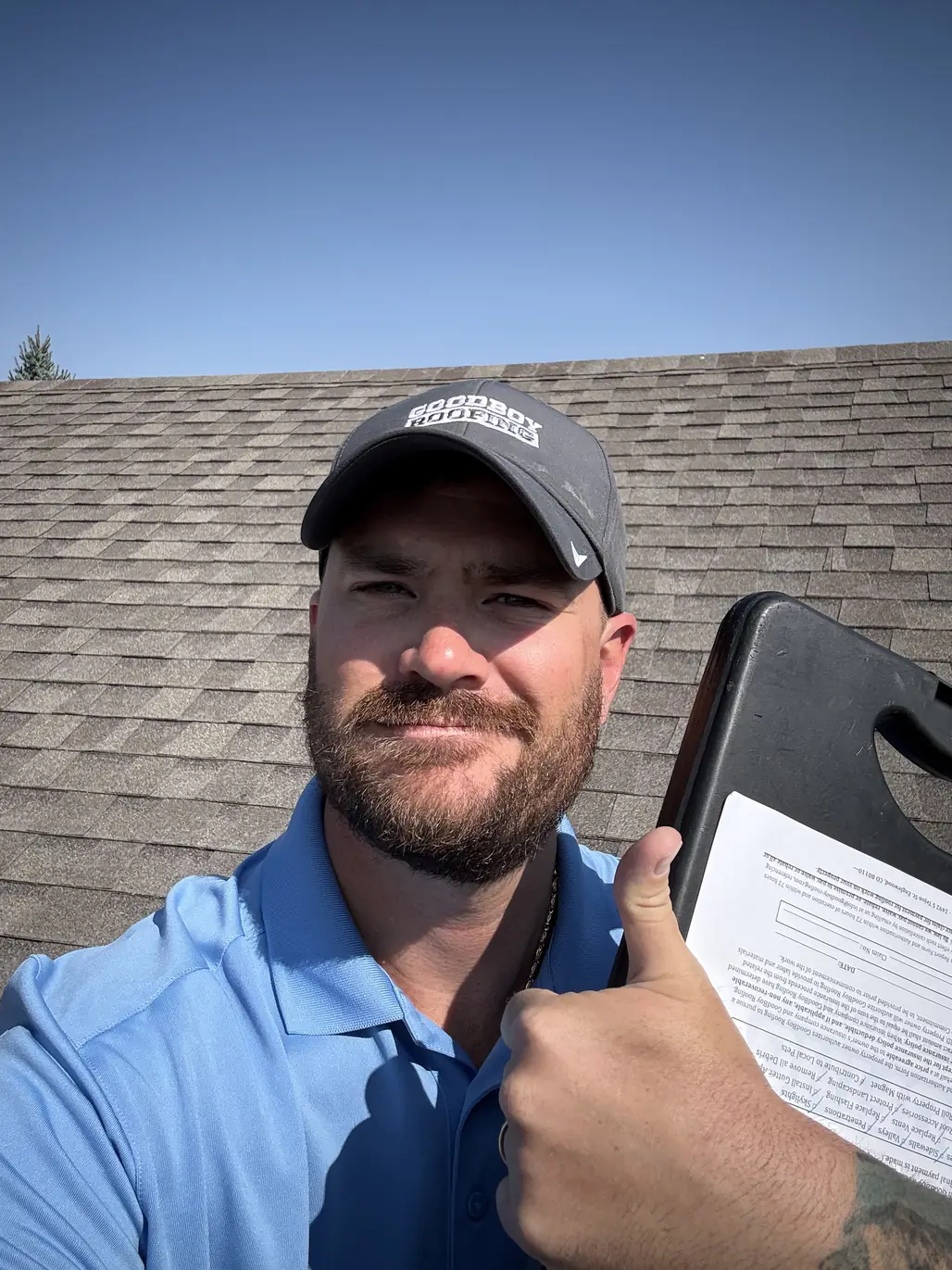 GoodBoy Roofing inspection on a roof